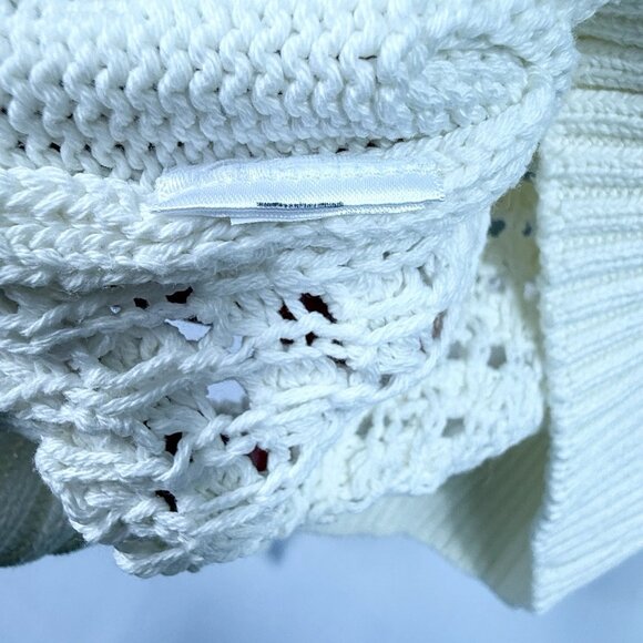LOFT Women's Mixed Knit Sweater Off White Size Medium Semi Open Knit - Picture 6 of 6